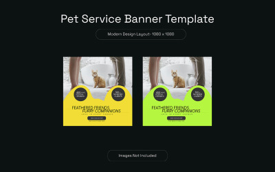 Evcil hayvan mağazası için ÜCRETSİZ Modern sosyal medya gönderi şablonu tasarım seti