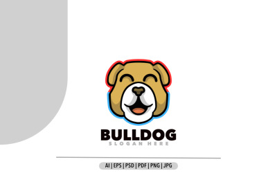 Ilustración de diseño de logotipo de dibujos animados de mascota Bulldog lindo