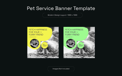 Modelo de banner de mídia social para promoção de cuidados com animais de estimação vetor premium