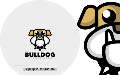 Bulldog baş maskot logosu tasarımı illüstrasyonu