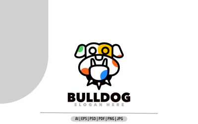Diseño de plantilla de logotipo de símbolo de línea Bulldog