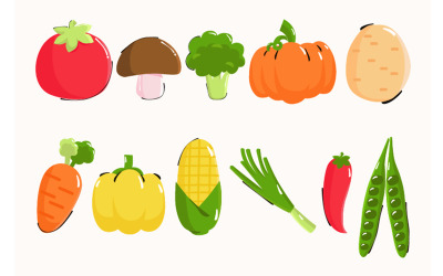 Illustration des éléments de légumes et de fruits