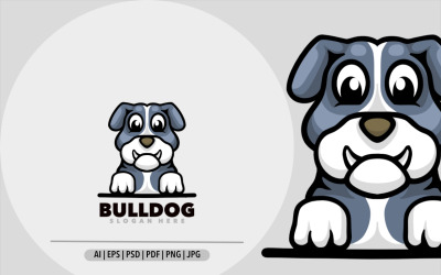 Logo di disegno del fumetto della mascotte del bulldog