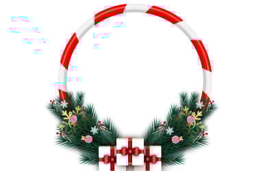 Merry christmas photo frame and christmas frame  with pine branch christmas ball and star