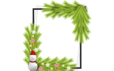 Merry christmas photo frame and christmas frame  with pine branch christmas balls