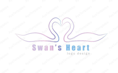 Design do logotipo do coração dos cisnes