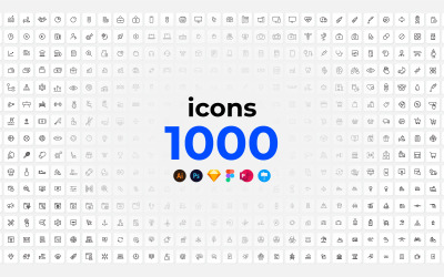 Ensemble de 1000 icônes de contour