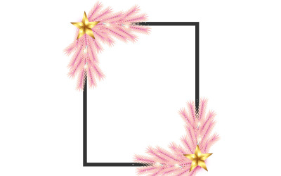 Merry christmas photo frame and christmas frame  with pine branch ball and star style