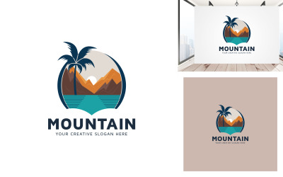 Modelo de design de logotipo criativo de montanha ao ar livre