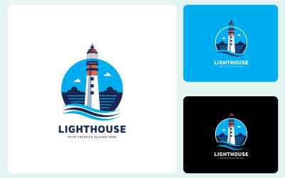 Szablon projektu logo streszczenie latarnia morska