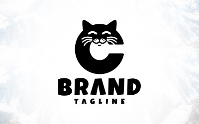 Design creativo del logo del gatto lettera C