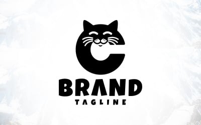 Design criativo de logotipo de gato com letra C