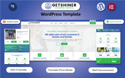 GetShiner – limuzína, čističe oken / úklidová služba WordPress Elementor Template