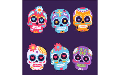 Hand Drawn Day of the Dead Skulls Illustration