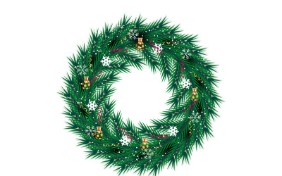 Julkransdekoration . kransvektor med tall blad, jul boll koncept