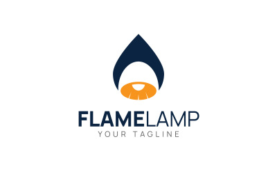 Modèle de conception de logo de lampe à flamme