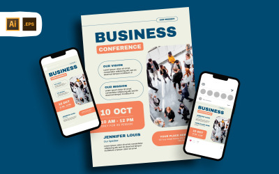 Affärskonferens närvarande reklambladsmall