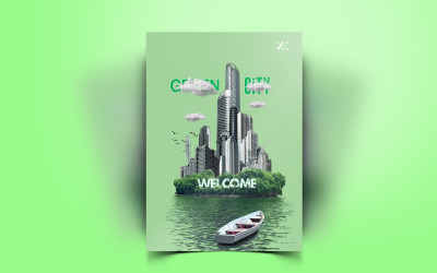 Design del volantino &amp;quot;Benvenuti a Green City&amp;quot;.
