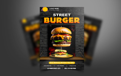 Folheto de hambúrguer de rua/King Burger
