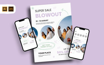 Modèle de Flyer d&amp;#39;éruption de super vente de mode