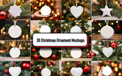 Pacchetto da 20 mockup di ornamenti natalizi