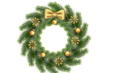 Vector realista corona de Navidad con diseño de licencia de pino