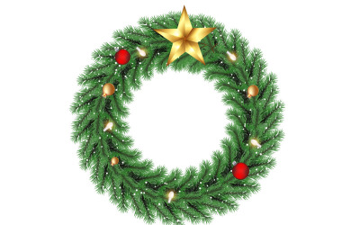 Merry christmas wreath vector design merry christmas text  for xmas greeting card