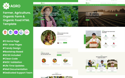 Agro - Jordbrukare, jordbruk, ekologisk gård och ekologisk mat HTML-mall