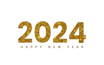 Goldener Glitzer 2024 Frohes neues Jahr
