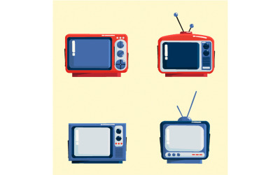 Retro Televize Set Ilustrace