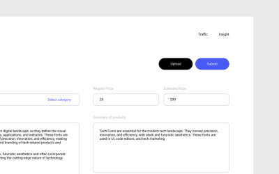 Upload product dashboard - for digital marketplace