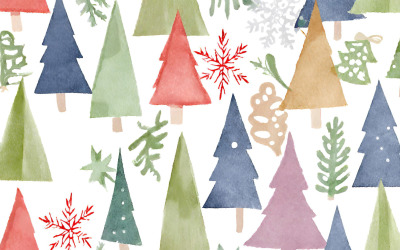 Akvarell jul seamless mönster. Ritad för hand