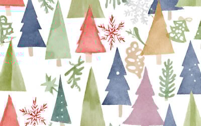 Aquarel Kerstmis naadloze patroon. Hand getekend