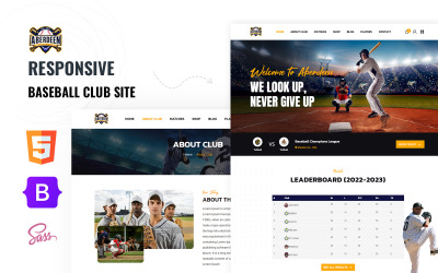 Buzzball - modelo de site HTML5 com várias páginas de esportes de beisebol