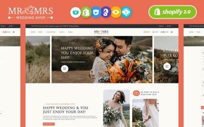 Mr&amp;amp;Mrs - Vytvořené Shopify responzivní téma pro svatební studio a oblečení