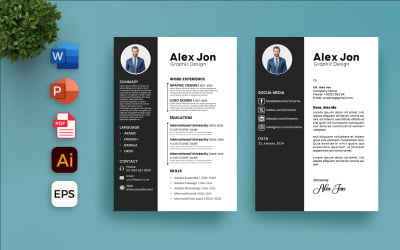 Plantillas de currículum y cartas de presentación de Alex Jon, plantilla de CV