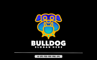 Bulldog maskotu Gradyan renkli logo tasarımı illüstrasyonu
