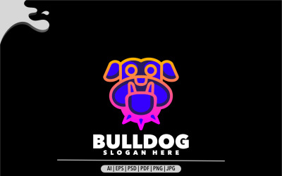 Diseño de plantilla de logotipo colorido degradado de símbolo de línea Bulldog