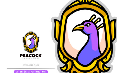 Tavus kuşu logo şablonu illüstrasyon tasarım şablonu