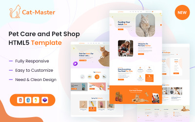 Cat-Master dierenverzorging en dierenwinkel HTML5-sjabloon