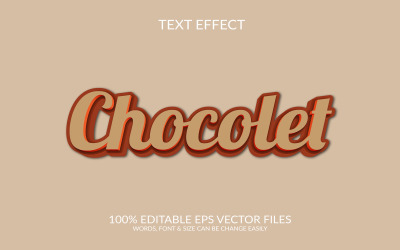 Csokoládé 3D szerkeszthető vektoros Eps szövegeffektus tervezősablon