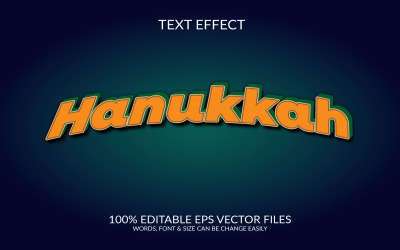 Diseño de plantilla de efecto de texto Eps vectoriales 3D de Hanukkah