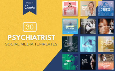 30 plantillas Canva de psiquiatra para redes sociales