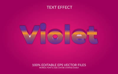 Modelo de ilustração de design de efeito de texto 3d violeta
