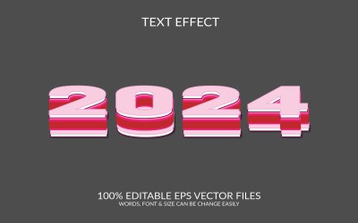 Nytt år 2024 3d fullt redigerbar vektor text effekt mall