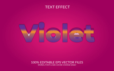 Plantilla de ilustración de diseño de efecto de texto 3d violeta