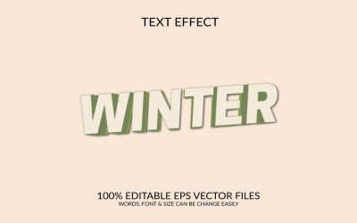 Vinter 3D helt redigerbar vektor Eps-texteffektmall