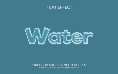 Вода 3D Vector Eps Text Effect Template Design Illustration.