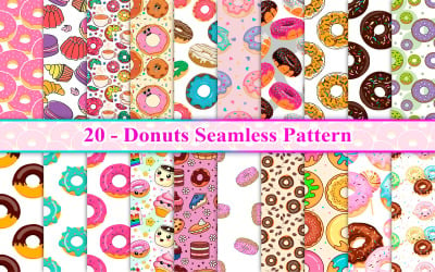 Donuts Pattern, Donuts Seamless Pattern, Fast Food Seamless Pattern