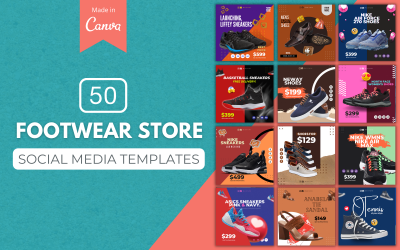 50 plantillas premium de Canva de calzado para redes sociales
